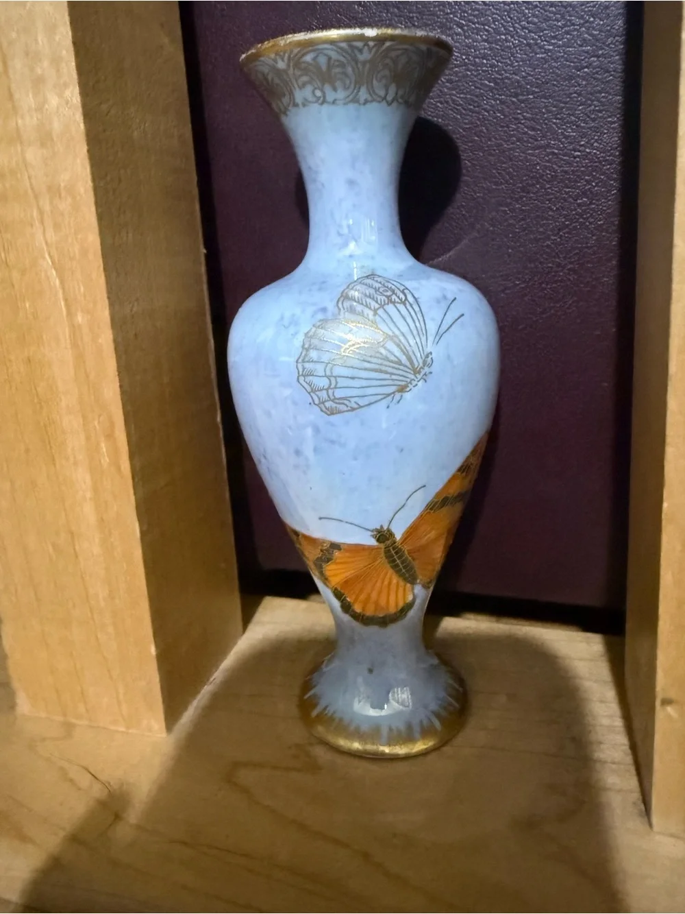 Art Deco Carlton Ware Armand Blue Butterfly Lustre Vase 1920s Antique - Picture 1 of 10